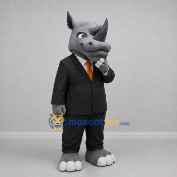 Custom Gray and Black Rhino Mascot Costume Adult Full Body Suit for Business Events Custom Gray and Black Rhino Mascot Costume Adult Full Body Suit for Business Events