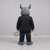 Custom Gray and Black Rhino Mascot Costume Adult Full Body Suit for Business Events Custom Gray and Black Rhino Mascot Costume Adult Full Body Suit for Business Events