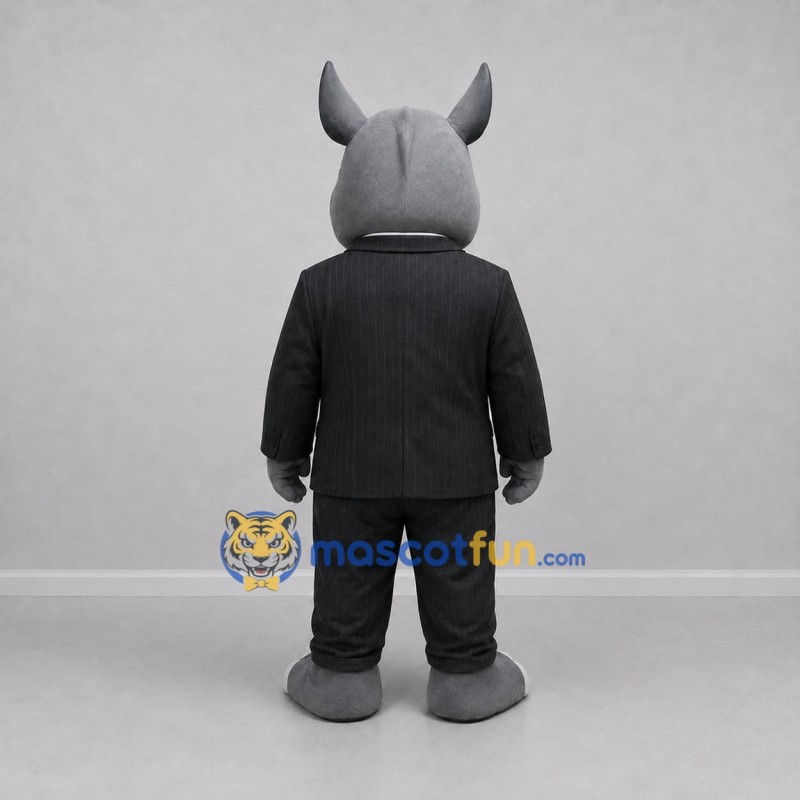 Custom Gray and Black Rhino Mascot Costume Adult Full Body Suit for Business Events Custom Gray and Black Rhino Mascot Costume Adult Full Body Suit for Business Events