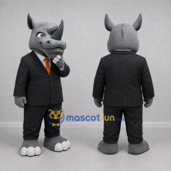 Custom Gray and Black Rhino Mascot Costume Adult Full Body Suit for Business Events