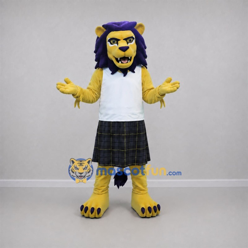 Custom Yellow and Purple Lion Mascot Costume Adult Full Body Suit for Stage Performances Custom Yellow and Purple Lion Mascot Costume Adult Full Body Suit for Stage Performances