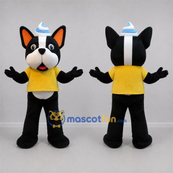 Custom Black and Yellow Dog Mascot Costume Adult Full Body Suit for Birthday Parties