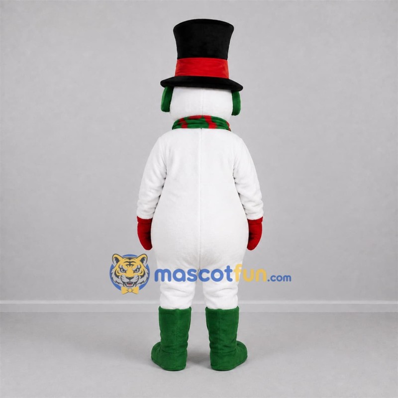 Custom White and Green Snowman Mascot Costume Adult Full Body Suit for Christmas Events Custom White and Green Snowman Mascot Costume Adult Full Body Suit for Christmas Events