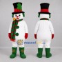 Custom White and Green Snowman Mascot Costume Adult Full Body Suit for Christmas Events