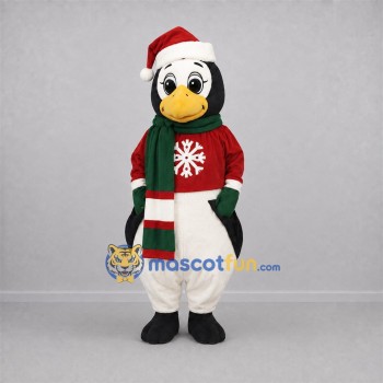 Custom Black and Red Christmas Penguin Mascot Costume Adult Full Body Suit for Christmas Events Custom Black and Red Christmas Penguin Mascot Costume Adult Full Body Suit for Christmas Events