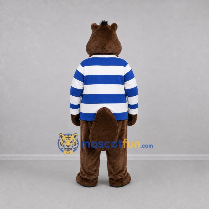 Custom Brown and Blue Beaver Mascot Costume Adult Full Body Suit for School Events Custom Brown and Blue Beaver Mascot Costume Adult Full Body Suit for School Events