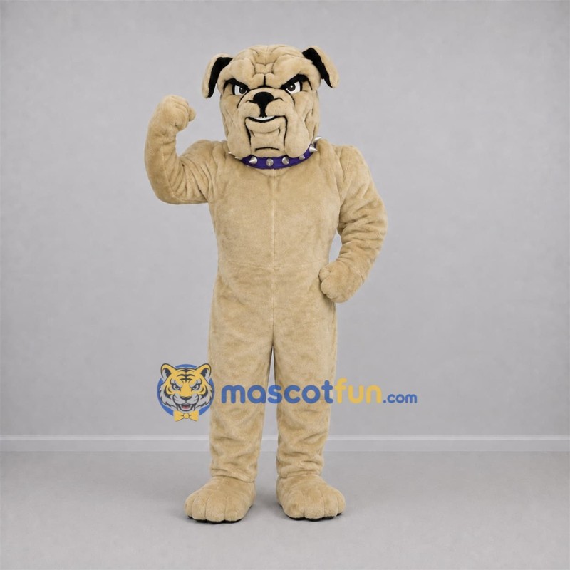 Custom Tan Bulldog Mascot Costume Adult Full Body Suit for Sports Events Custom Tan Bulldog Mascot Costume Adult Full Body Suit for Sports Events