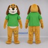 Custom Tan and Green Dog Mascot Costume Adult Full Body Suit for School Events Custom Tan and Green Dog Mascot Costume Adult Full Body Suit for School Events