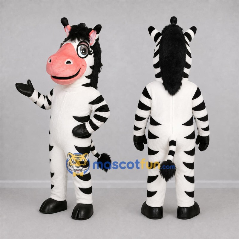 Custom Black and White Zebra Mascot Costume Adult Full Body Suit for Wildlife Events Custom Black and White Zebra Mascot Costume Adult Full Body Suit for Wildlife Events