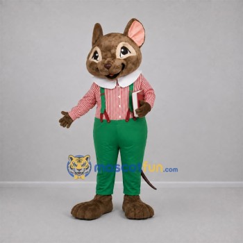 Custom Brown and Green Mouse Mascot Costume Adult Full Body Suit for School Events