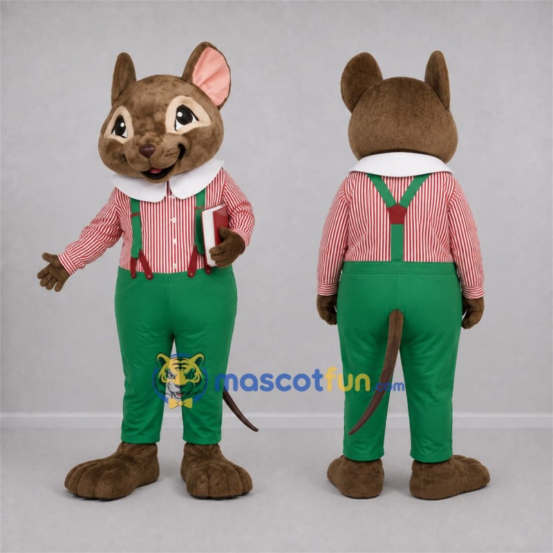Custom Brown and Green Mouse Mascot Costume Adult Full Body Suit for School Events Custom Brown and Green Mouse Mascot Costume Adult Full Body Suit for School Events