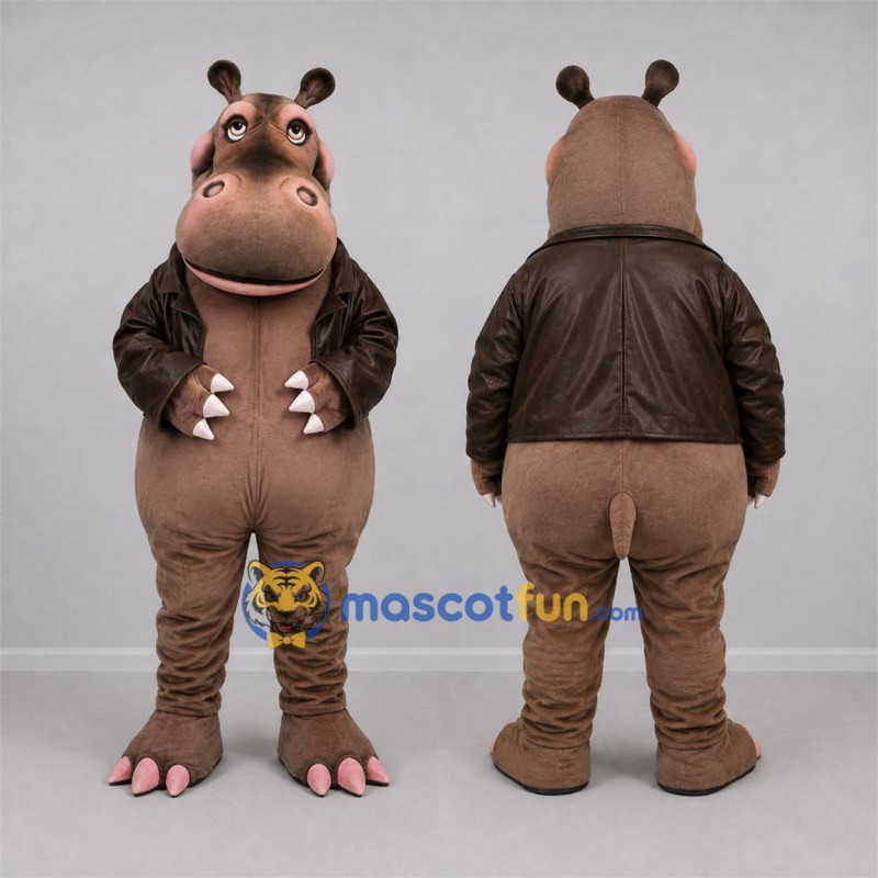 Custom Brown Hippo Mascot Costume Adult Full Body Suit for Stage Performances Custom Brown Hippo Mascot Costume Adult Full Body Suit for Stage Performances