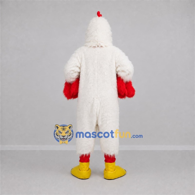 Custom White and Red Rooster Mascot Costume Adult Full Body Suit for Farm Events Custom White and Red Rooster Mascot Costume Adult Full Body Suit for Farm Events