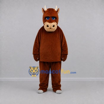 Custom Brown and Tan Bull Mascot Costume Adult Full Body Suit for Farm Events Custom Brown and Tan Bull Mascot Costume Adult Full Body Suit for Farm Events