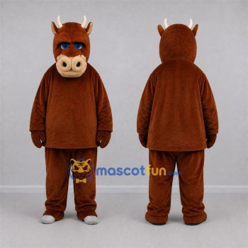 Custom Brown and Tan Bull Mascot Costume Adult Full Body Suit for Farm Events