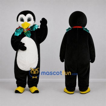 Custom Black and White Christmas Penguin Mascot Costume Adult Full Body Suit for Christmas Events