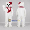 Custom White and Red Christmas Bear Mascot Costume Adult Full Body Suit for Christmas Events