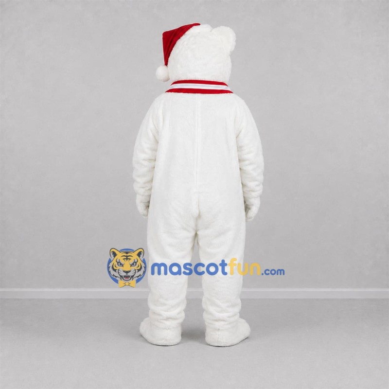 Custom White and Red Christmas Bear Mascot Costume Adult Full Body Suit for Christmas Events Custom White and Red Christmas Bear Mascot Costume Adult Full Body Suit for Christmas Events
