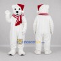 Custom White and Red Christmas Bear Mascot Costume Adult Full Body Suit for Christmas Events