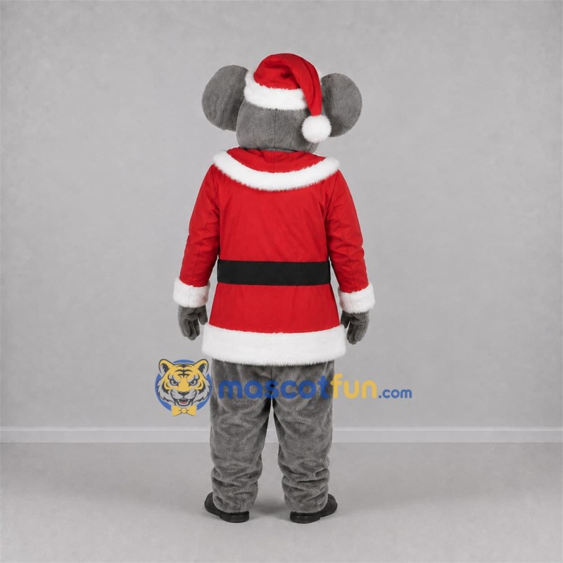 Custom Gray and Red Santa Mouse Mascot Costume Adult Full Body Suit for Christmas Events Custom Gray and Red Santa Mouse Mascot Costume Adult Full Body Suit for Christmas Events