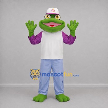 Custom Green and Purple Frog Mascot Costume Adult Full Body Suit for School Events Custom Green and Purple Frog Mascot Costume Adult Full Body Suit for School Events