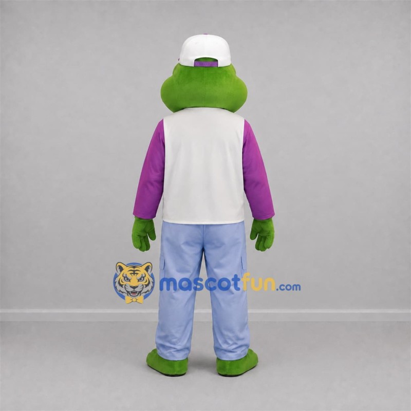 Custom Green and Purple Frog Mascot Costume Adult Full Body Suit for School Events Custom Green and Purple Frog Mascot Costume Adult Full Body Suit for School Events