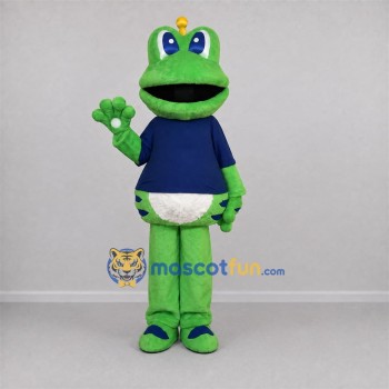 Custom Green and Blue Frog Prince Mascot Costume Adult Full Body Suit for Storytelling Events