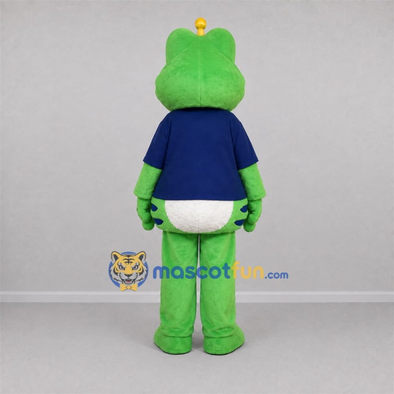 Custom Green and Blue Frog Prince Mascot Costume Adult Full Body Suit for Storytelling Events Custom Green and Blue Frog Prince Mascot Costume Adult Full Body Suit for Storytelling Events