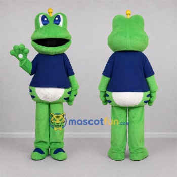 Custom Green and Blue Frog Prince Mascot Costume Adult Full Body Suit for Storytelling Events
