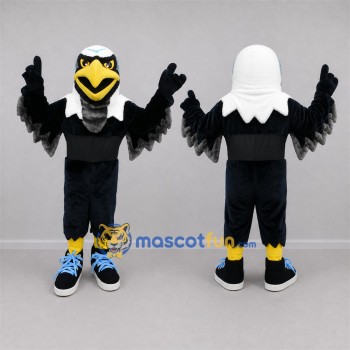 Custom Black and White Bald Eagle Mascot Costume Adult Full Body Suit for Sports Events