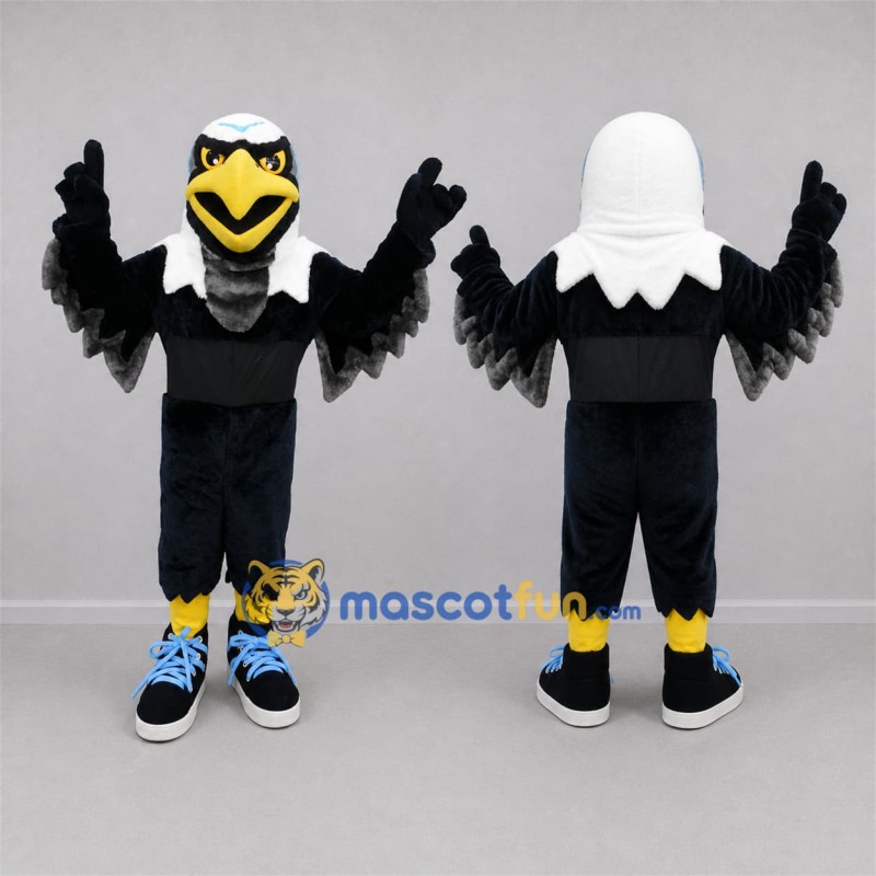 Custom Black and White Bald Eagle Mascot Costume Adult Full Body Suit for Sports Events Custom Black and White Bald Eagle Mascot Costume Adult Full Body Suit for Sports Events