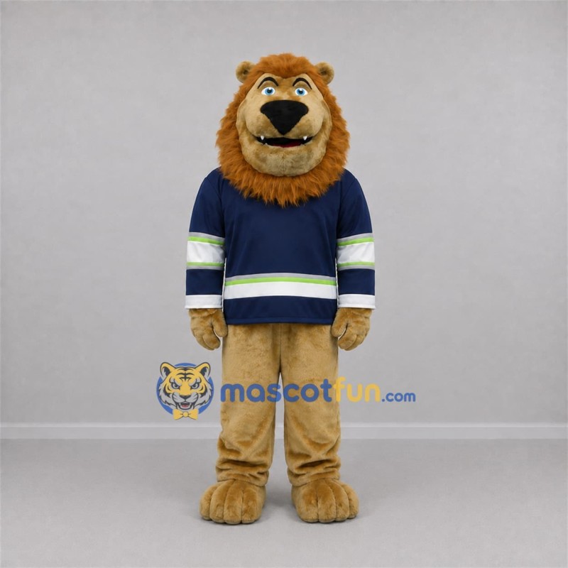Custom Brown and Navy Blue Lion Mascot Costume Adult Full Body Suit for Sports Events Custom Brown and Navy Blue Lion Mascot Costume Adult Full Body Suit for Sports Events