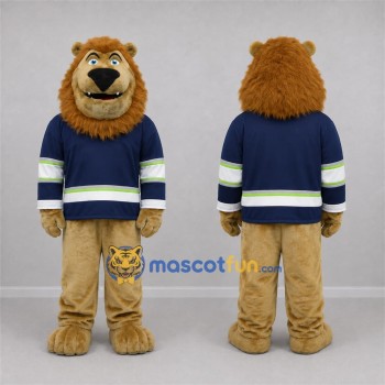 Custom Brown and Navy Blue Lion Mascot Costume Adult Full Body Suit for Sports Events