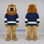 Custom Brown and Navy Blue Lion Mascot Costume Adult Full Body Suit for Sports Events