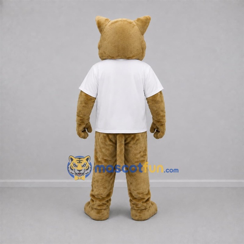 Custom Tan and White Wildcat Mascot Costume Adult Full Body Suit for Sports Events Custom Tan and White Wildcat Mascot Costume Adult Full Body Suit for Sports Events
