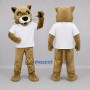 Custom Tan and White Wildcat Mascot Costume Adult Full Body Suit for Sports Events