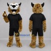 Custom Tan and Black Lynx Mascot Costume Adult Full Body Suit for Sports Events Custom Tan and Black Lynx Mascot Costume Adult Full Body Suit for Sports Events