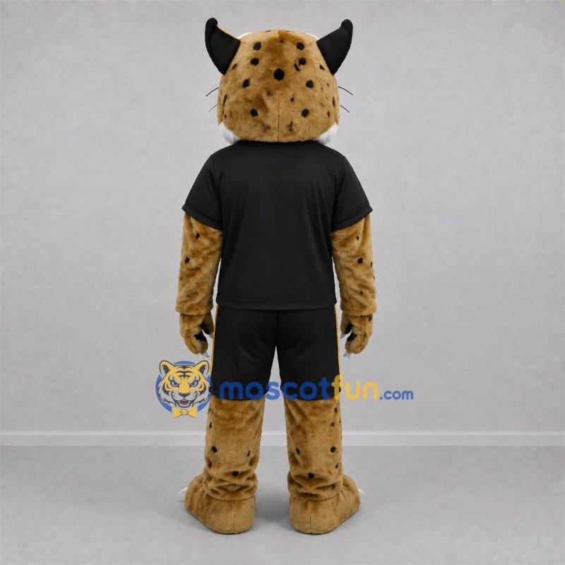 Custom Tan and Black Lynx Mascot Costume Adult Full Body Suit for Sports Events Custom Tan and Black Lynx Mascot Costume Adult Full Body Suit for Sports Events