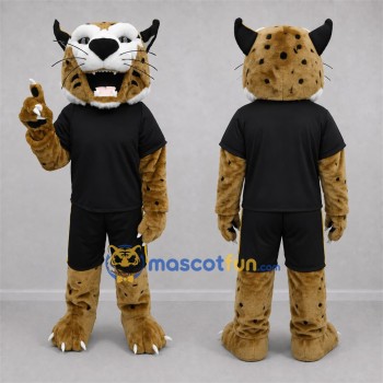 Custom Tan and Black Lynx Mascot Costume Adult Full Body Suit for Sports Events