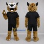 Custom Tan and Black Lynx Mascot Costume Adult Full Body Suit for Sports Events