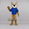 Custom Tan and Blue Cat Mascot Costume Adult Full Body Suit for School Events Custom Tan and Blue Cat Mascot Costume Adult Full Body Suit for School Events