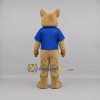 Custom Tan and Blue Cat Mascot Costume Adult Full Body Suit for School Events Custom Tan and Blue Cat Mascot Costume Adult Full Body Suit for School Events