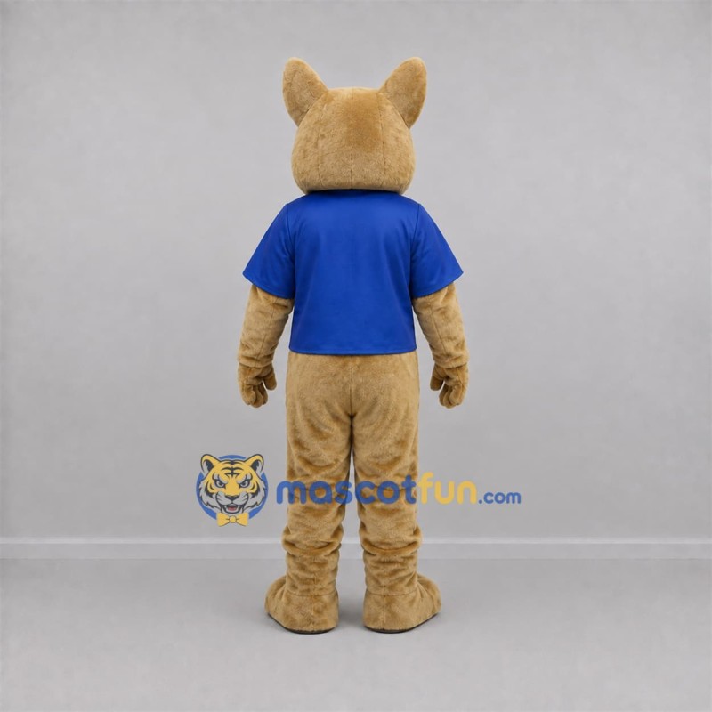 Custom Tan and Blue Cat Mascot Costume Adult Full Body Suit for School Events Custom Tan and Blue Cat Mascot Costume Adult Full Body Suit for School Events