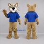 Custom Tan and Blue Cat Mascot Costume Adult Full Body Suit for School Events