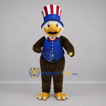 Custom Brown and Blue Patriot Eagle Mascot Costume Adult Full Body Suit for Patriotic Events Custom Brown and Blue Patriot Eagle Mascot Costume Adult Full Body Suit for Patriotic Events