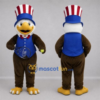 Custom Brown and Blue Patriot Eagle Mascot Costume Adult Full Body Suit for Patriotic Events