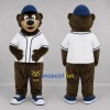 Custom Brown and White Baseball Bear Mascot Costume Adult Full Body Suit for Sports Events Custom Brown and White Baseball Bear Mascot Costume Adult Full Body Suit for Sports Events