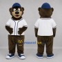 Custom Brown and White Baseball Bear Mascot Costume Adult Full Body Suit for Sports Events