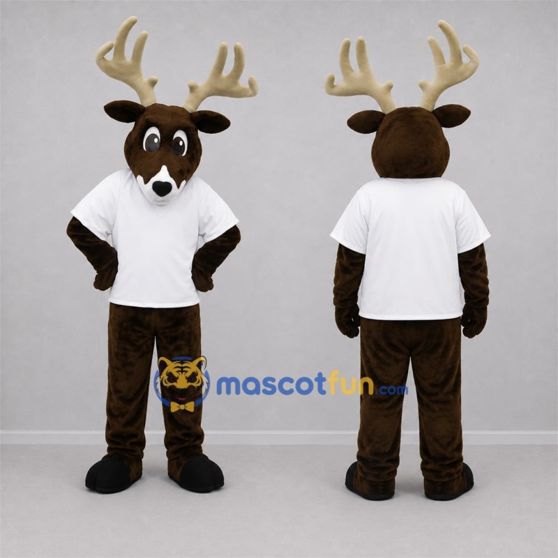 Custom Brown and White Deer Mascot Costume Adult Full Body Suit for School Events Custom Brown and White Deer Mascot Costume Adult Full Body Suit for School Events