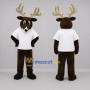 Custom Brown and White Deer Mascot Costume Adult Full Body Suit for School Events